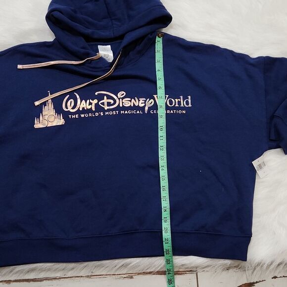 Walt Disney World NWT -817 50th Anniversary Navy Castle Crop Top Hoodie size 1X - Picture 8 of 9